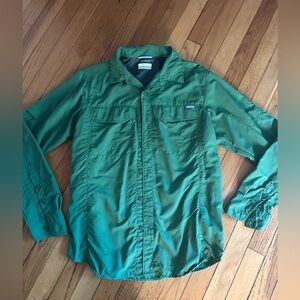 Columbia Forest Green Omni-Shade Sun Protection Long Sleeve Shirt Fishing Hiking